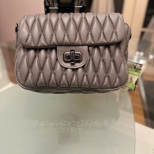 Elegant badgley mischka Quilted Gray Handbag